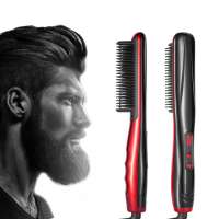 quick heated ionic  electronic hair  straightener beard styler men comb brush quick beard  straightening heat brush